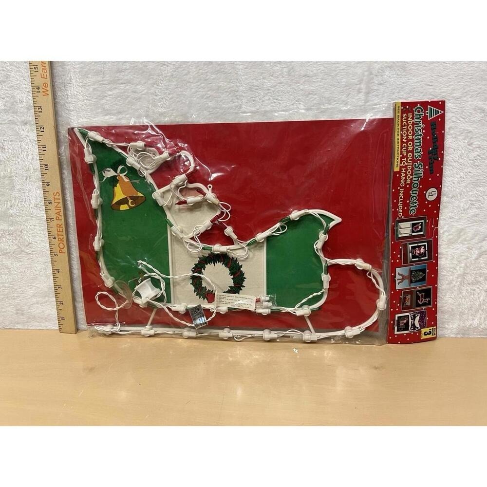 Holiday Trim Santa Lighted Window Decoration Vintage Style